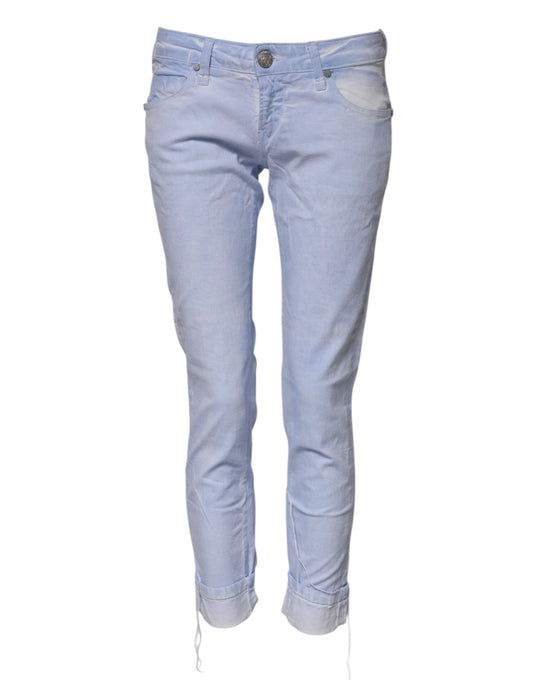 Acht Light Blue Cotton Slim Fit Denim Low Waist Denim Jeans Acht