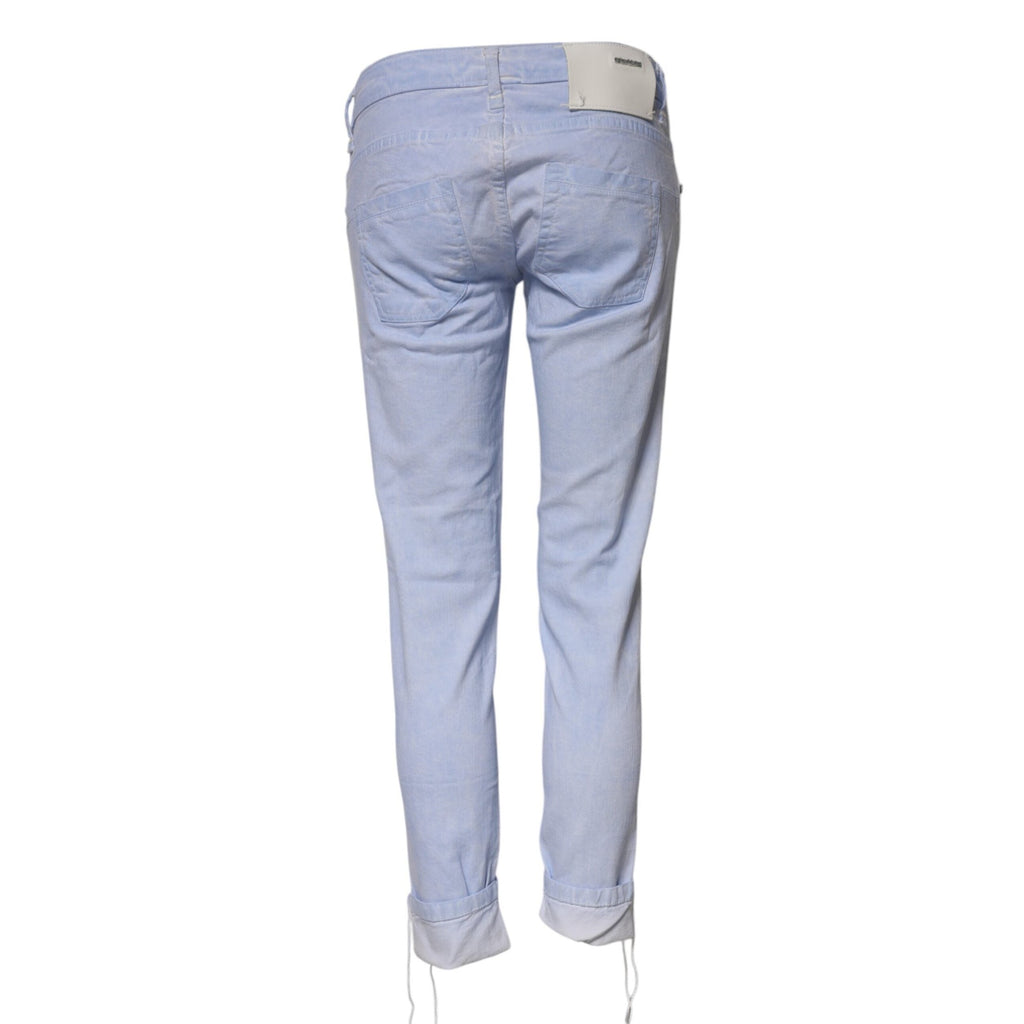 Acht Light Blue Cotton Slim Fit Denim Low Waist Denim Jeans