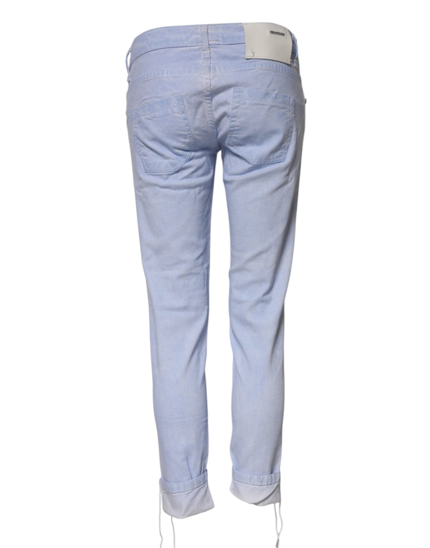 Acht Light Blue Cotton Slim Fit Denim Low Waist Denim Jeans Acht