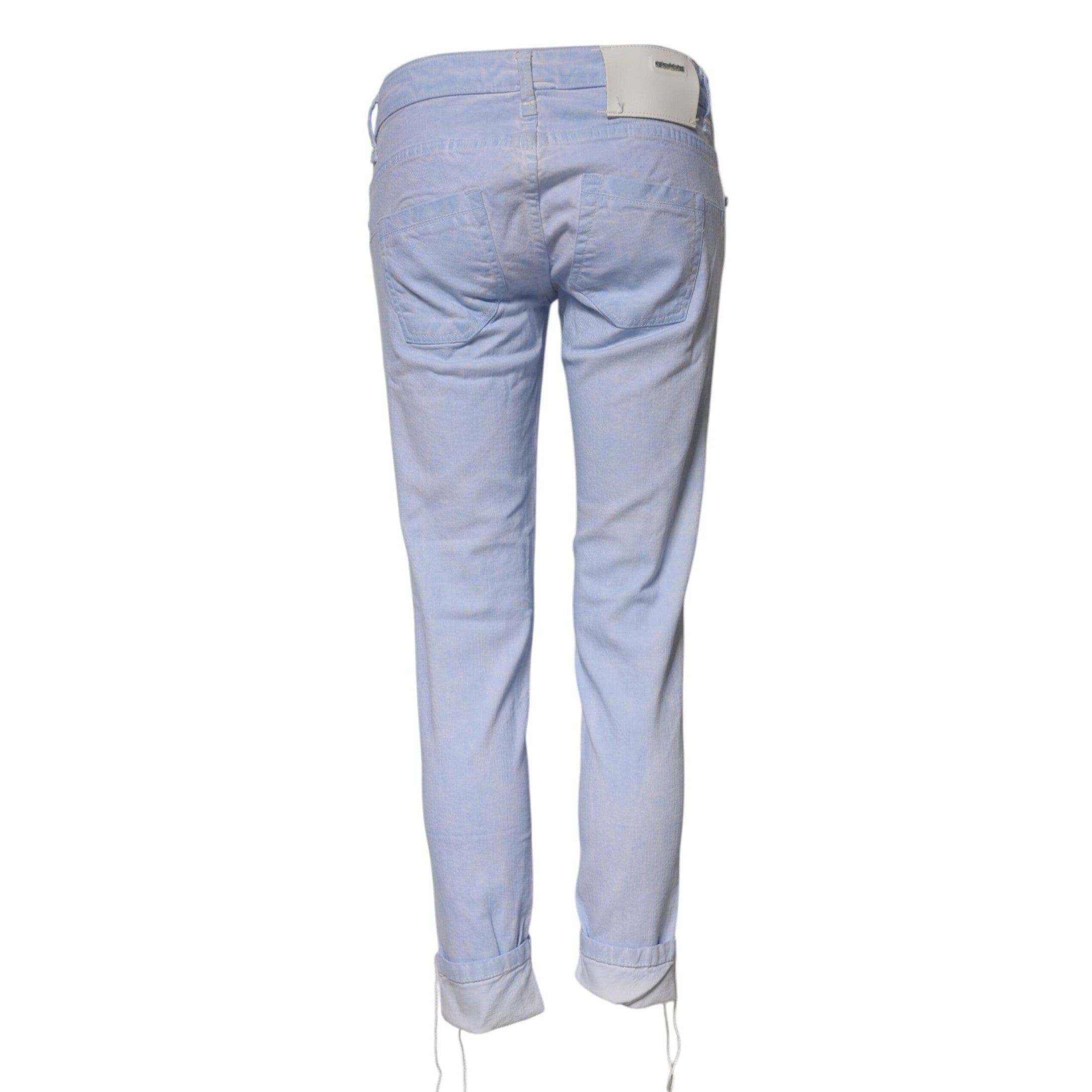 Acht Light Blue Cotton Slim Fit Denim Low Waist Denim Jeans