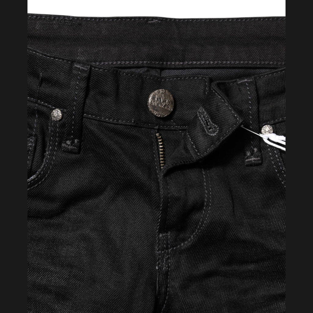 Acht Black Cotton Slim Fit Denim Low Waist Denim Jeans