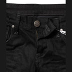 Acht Black Cotton Slim Fit Denim Low Waist Denim Jeans