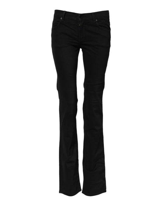 Ermanno Scervino Black Cotton Stretch Flared Bootcut Denim Jeans Ermanno Scervino