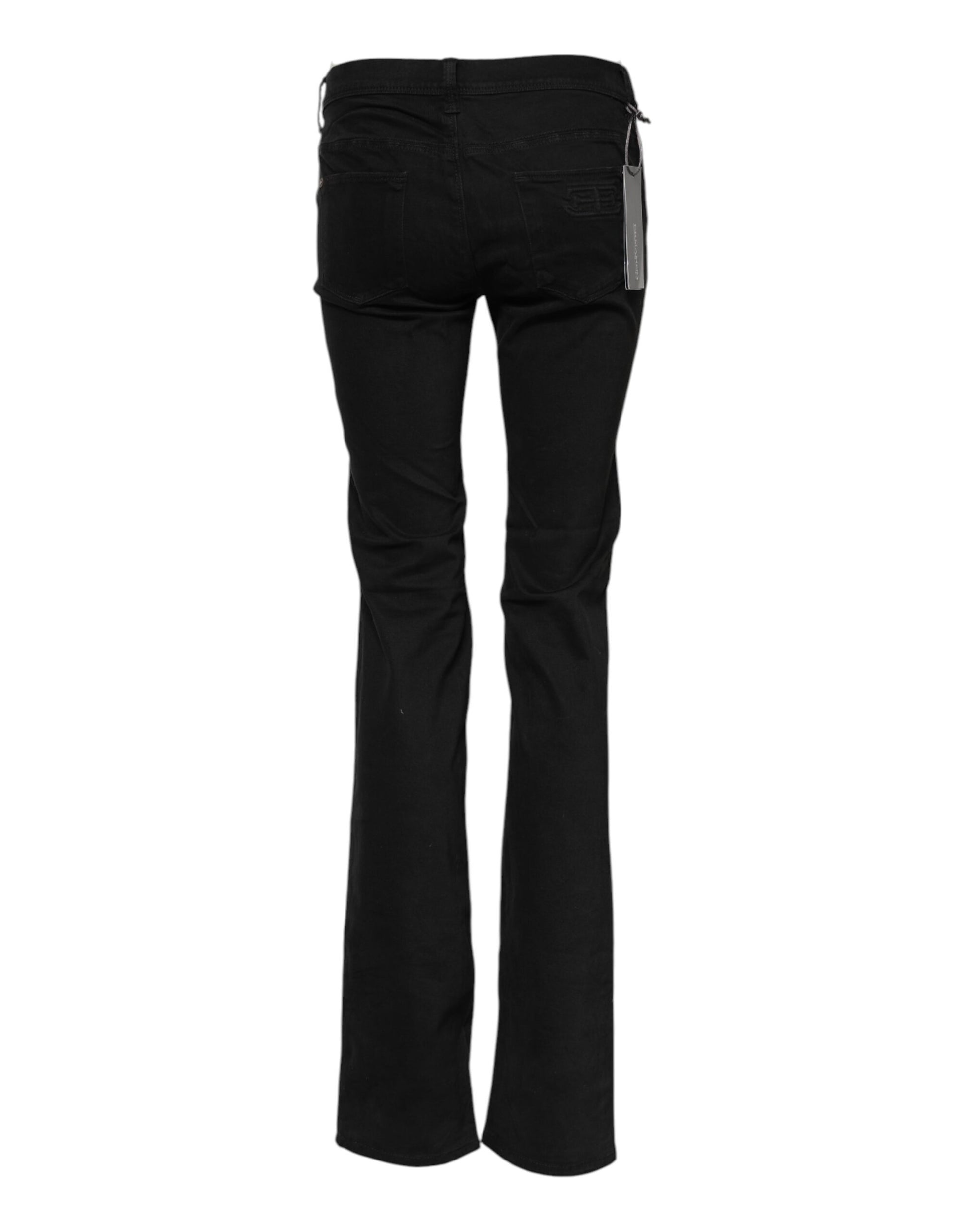 Ermanno Scervino Black Cotton Stretch Flared Bootcut Denim Jeans Ermanno Scervino
