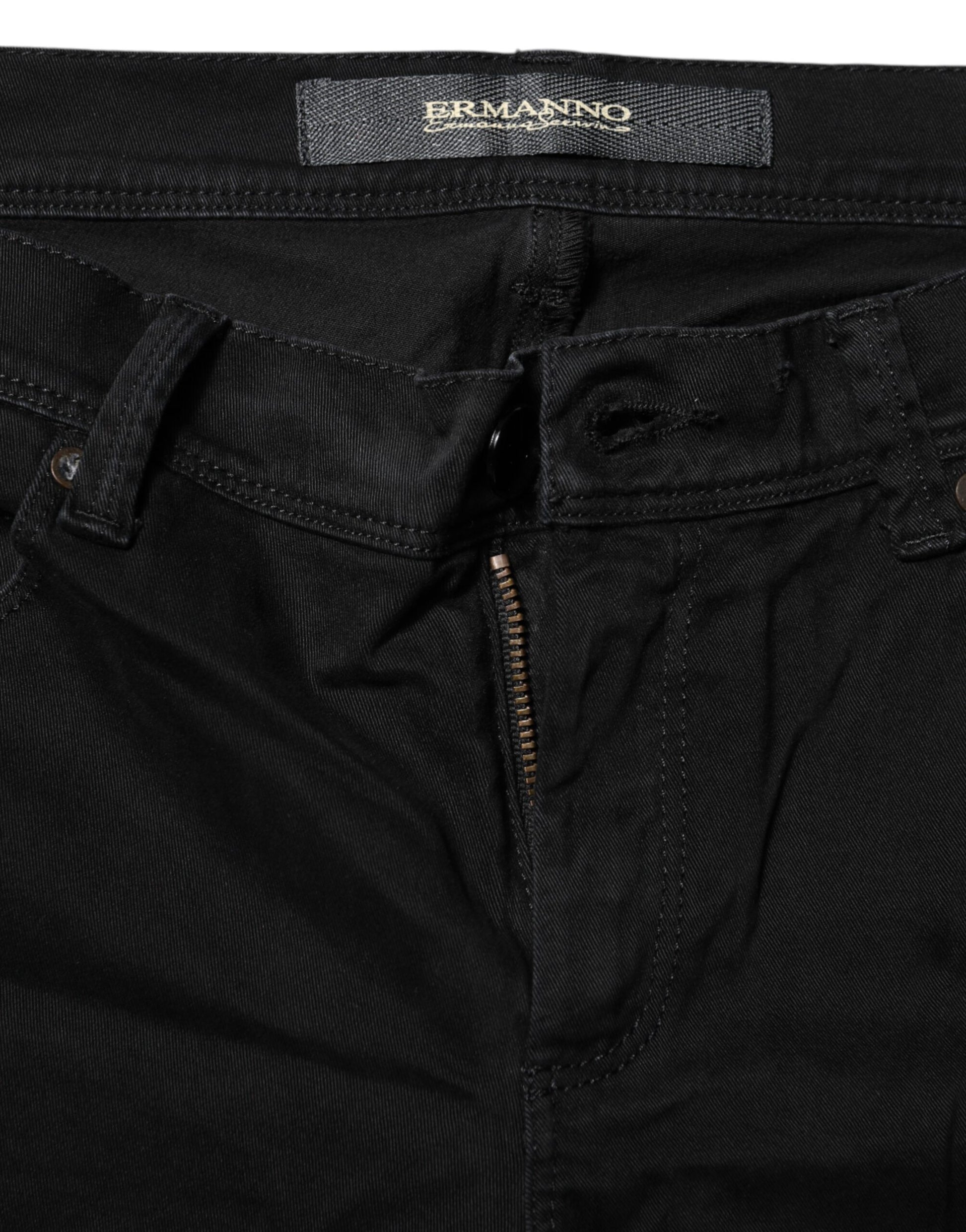 Ermanno Scervino Black Cotton Stretch Flared Bootcut Denim Jeans Ermanno Scervino
