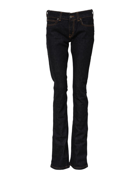 GF Ferre Dark Blue Cotton Mid Waisted Skinny Denim Jeans GF Ferre