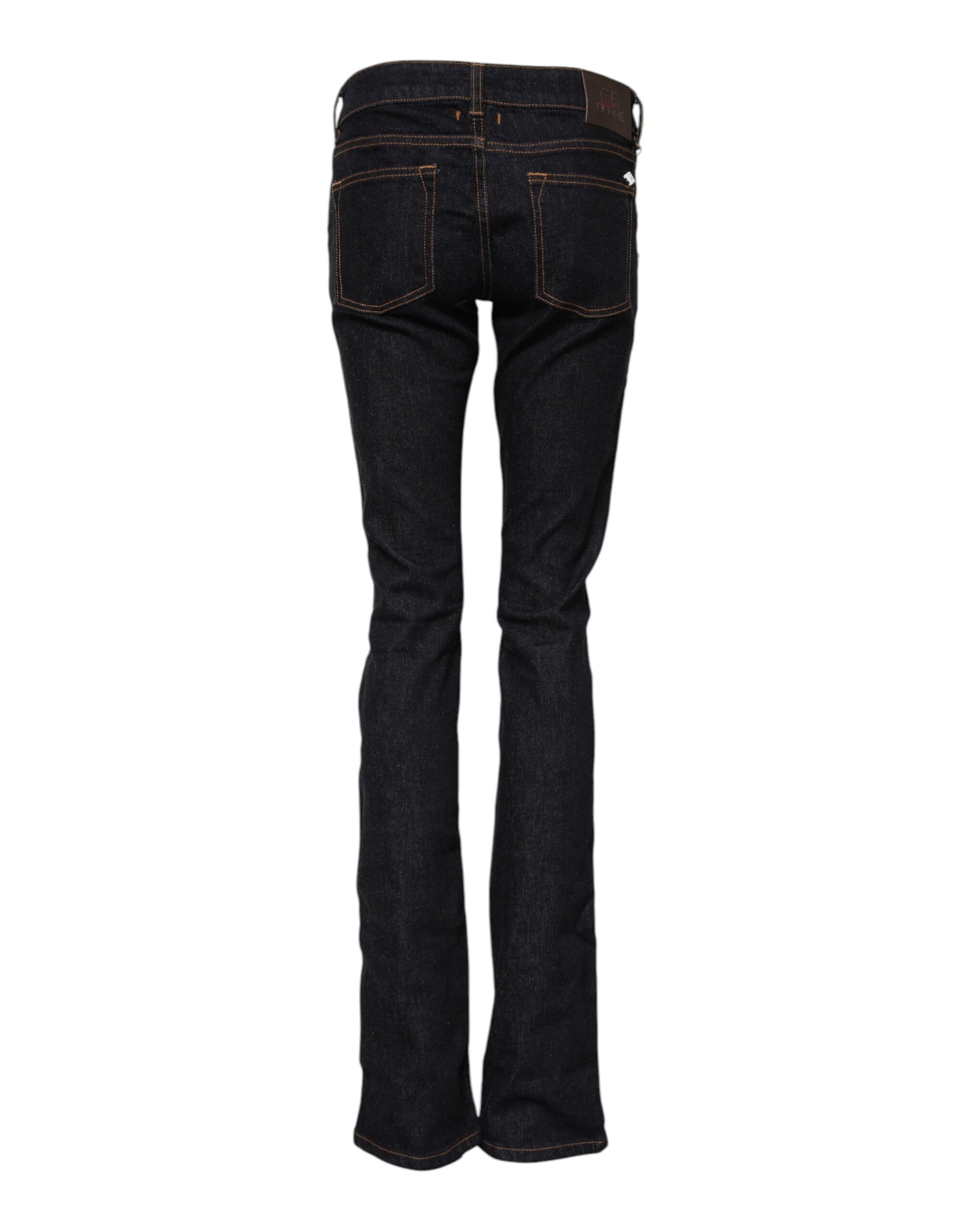 GF Ferre Dark Blue Cotton Mid Waisted Skinny Denim Jeans GF Ferre