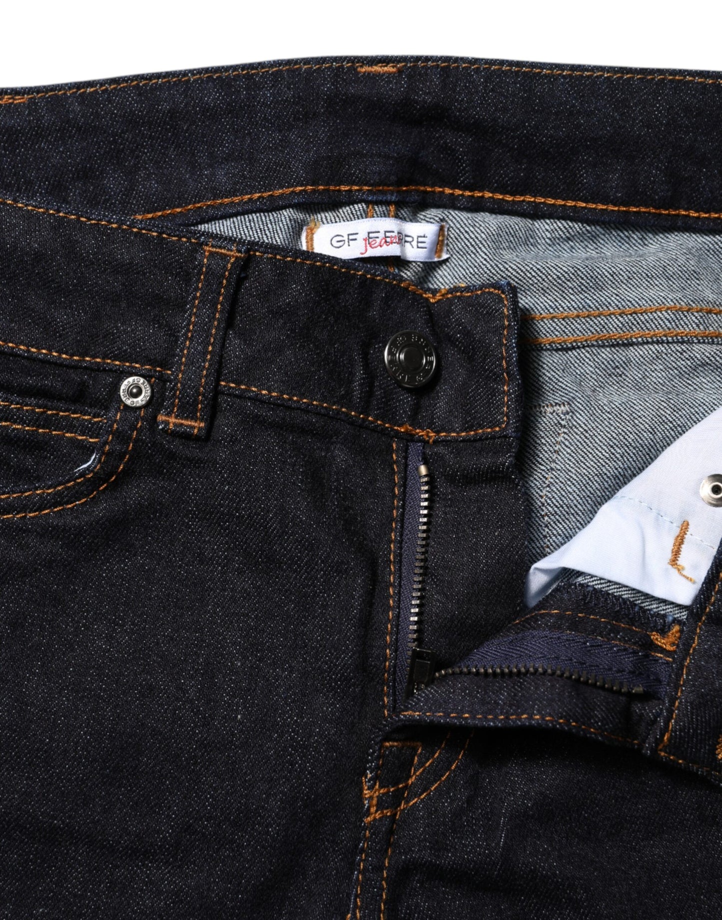 GF Ferre Dark Blue Cotton Mid Waisted Skinny Denim Jeans GF Ferre