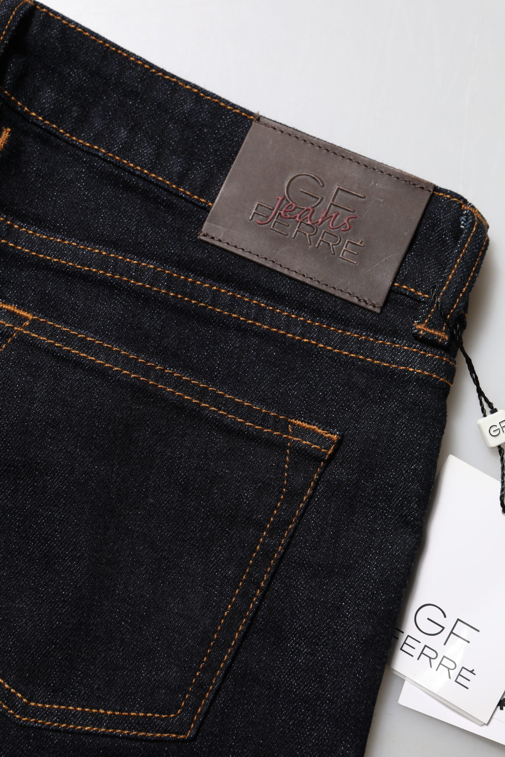 GF Ferre Dark Blue Cotton Mid Waisted Skinny Denim Jeans GF Ferre