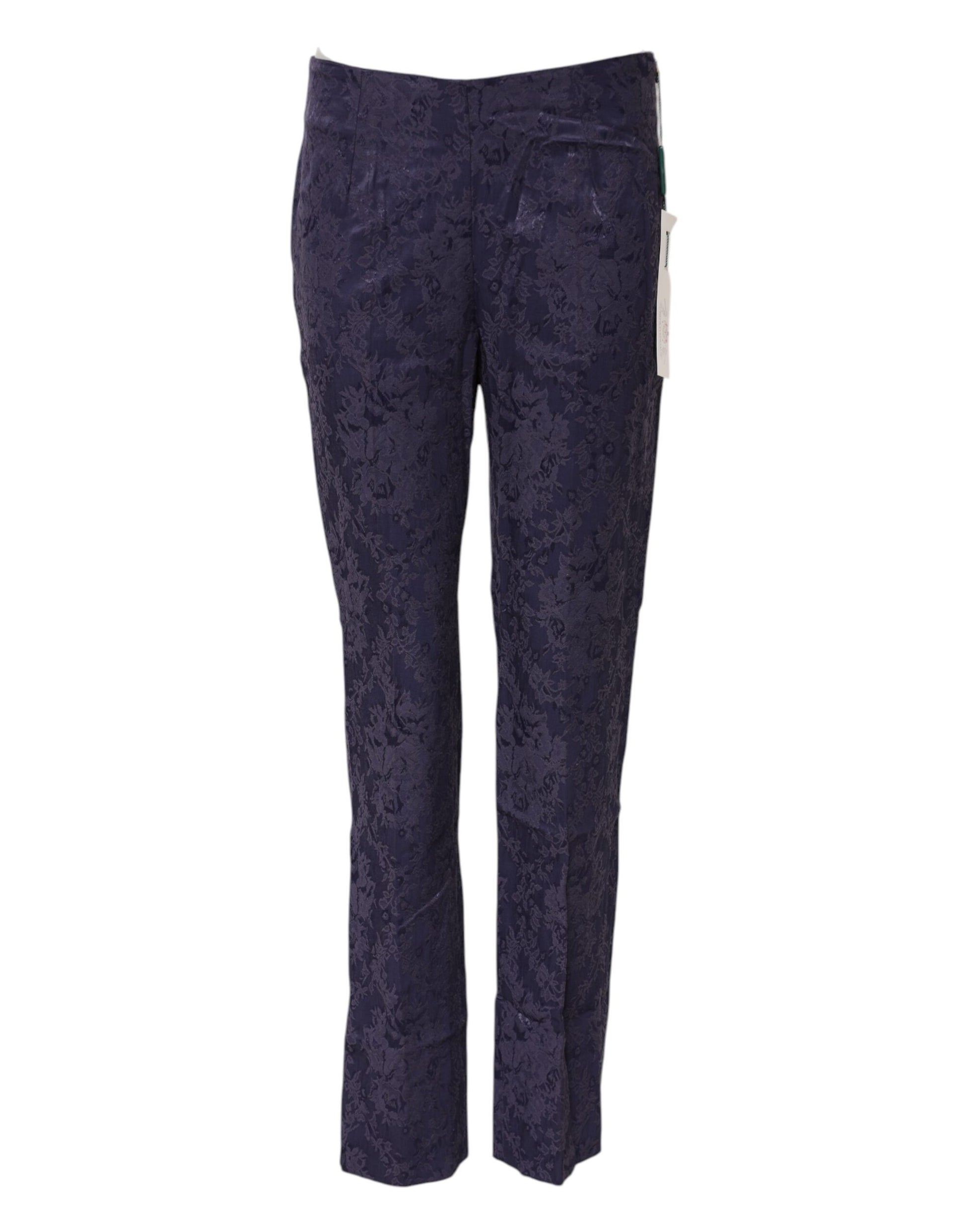 BENCIVENGA Purple Jacquard High Waisted Pants BENCIVENGA
