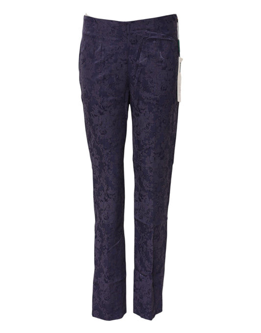 BENCIVENGA Purple Jacquard High Waisted Pants BENCIVENGA