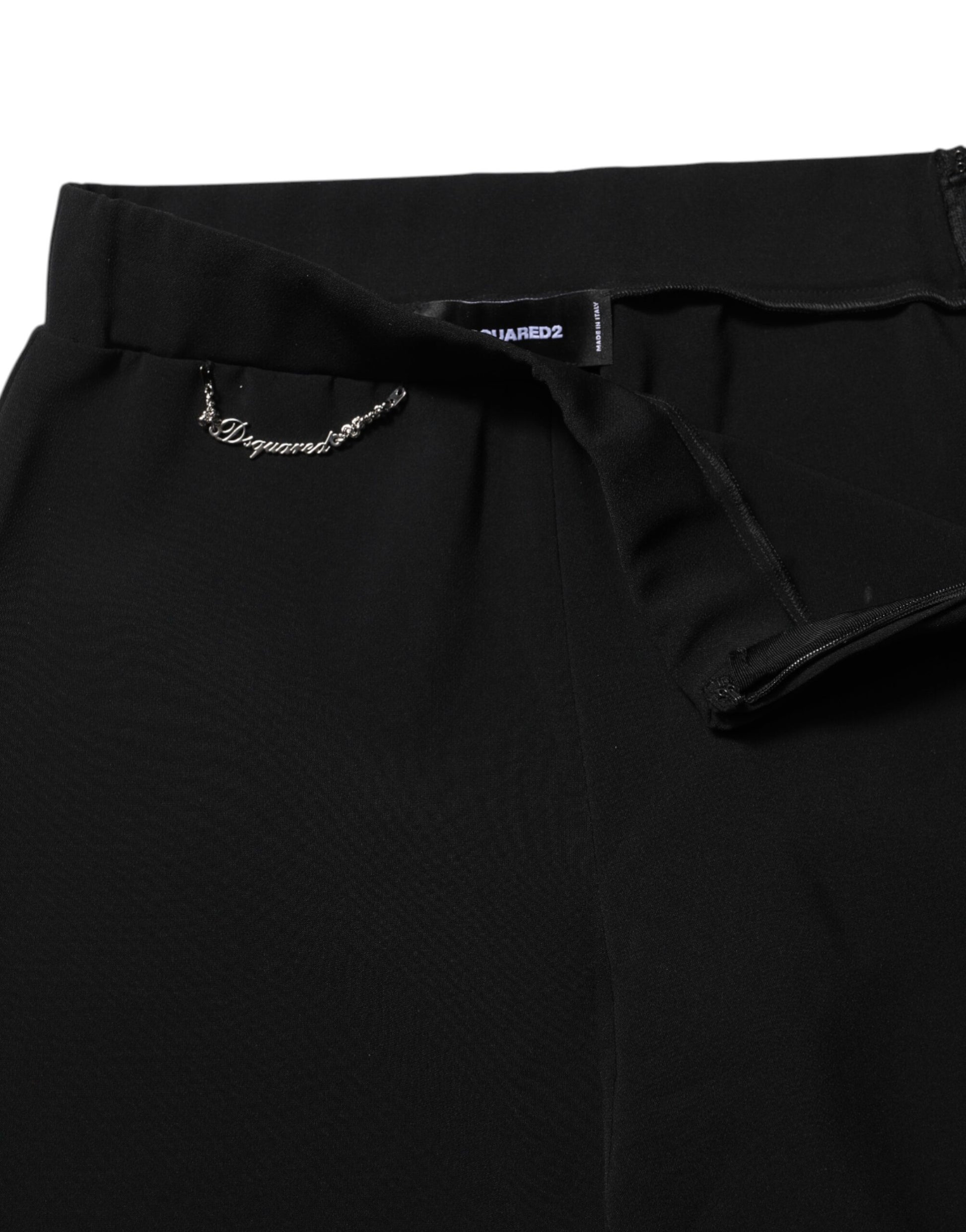 Dsquared² Black Polyester High Waisted Flared Pants Dsquared²