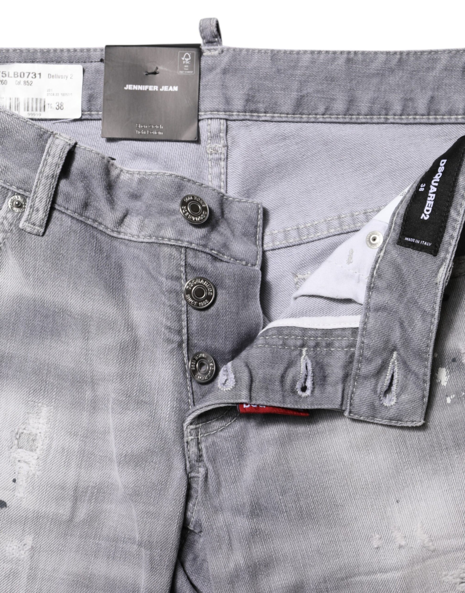 Dsquared² Gray Washed Mid Waist Tapered Denim Jeans Dsquared²