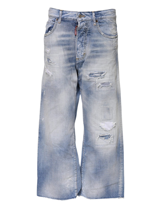 Dsquared² Blue Washed High Waist Wide Leg Jeans Dsquared²