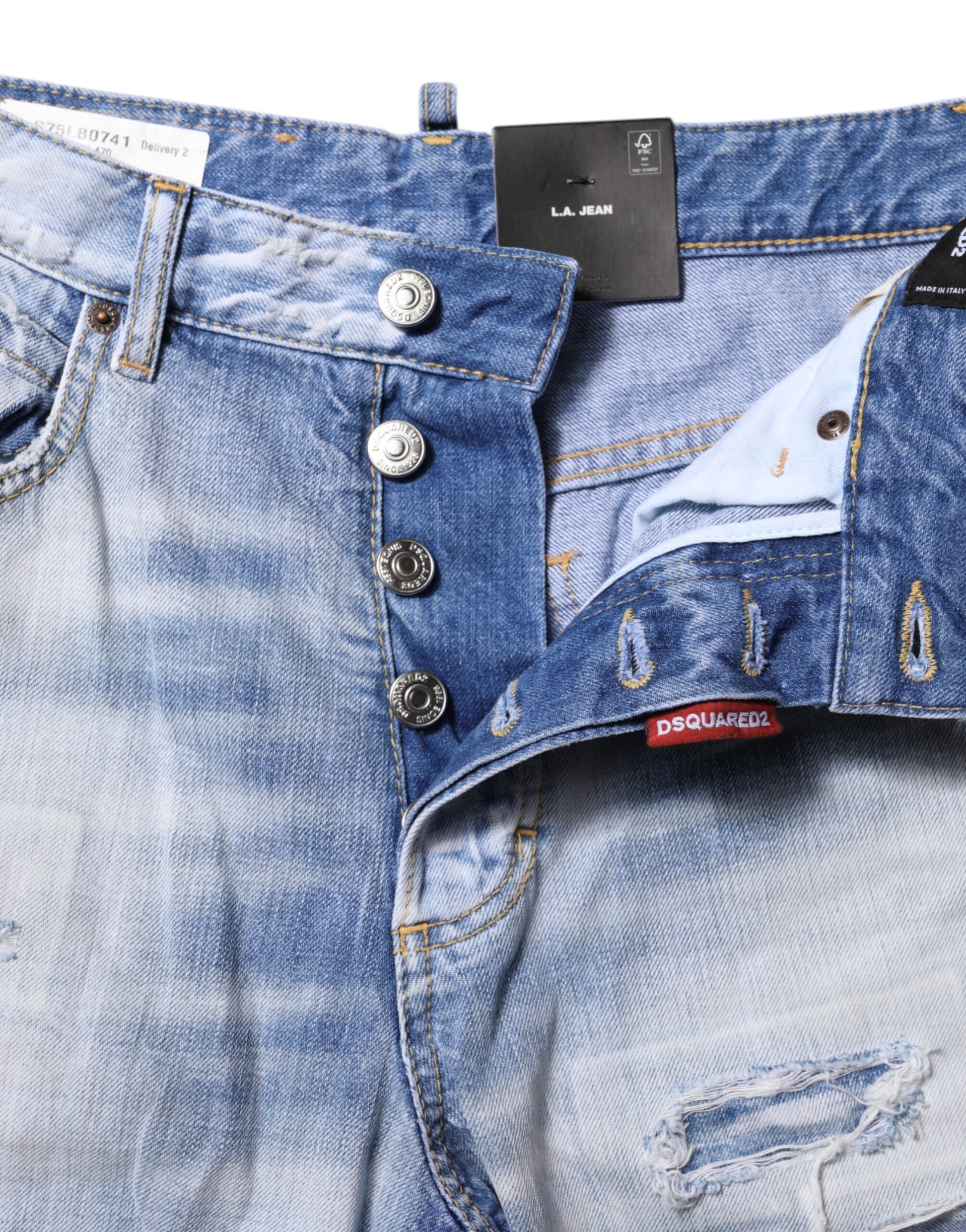 Dsquared² Blue Washed High Waist Wide Leg Jeans Dsquared²