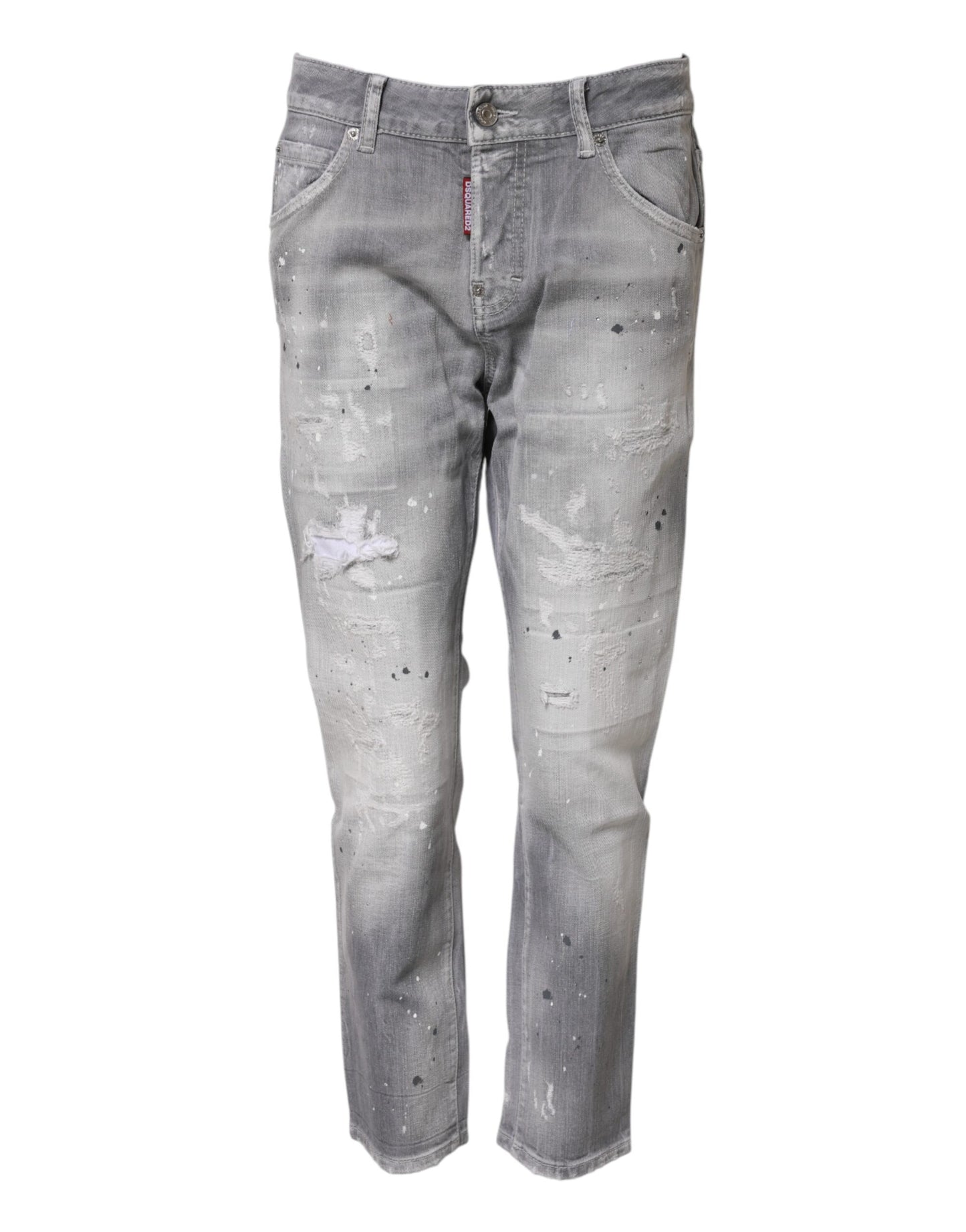 Dsquared² Gray Washed Mid Waist Tapered Jeans Dsquared²