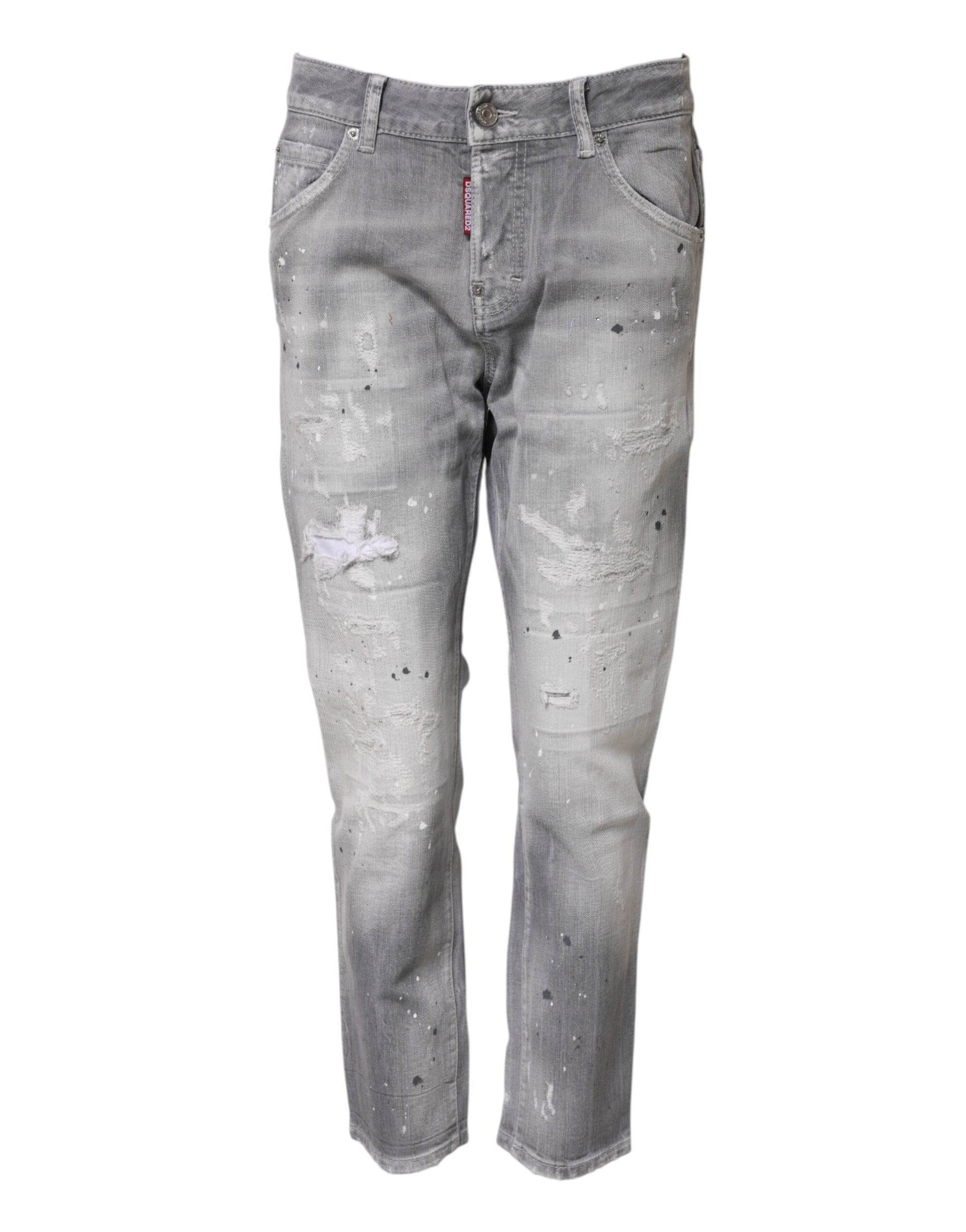 Dsquared² Gray Washed Mid Waist Tapered Jeans Dsquared²