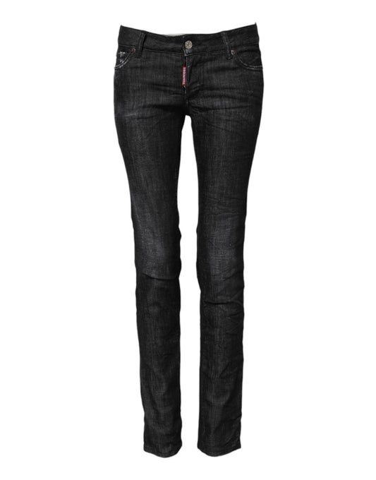 Dsquared² Black Cotton Low Waist Skinny Denim Jeans Dsquared²