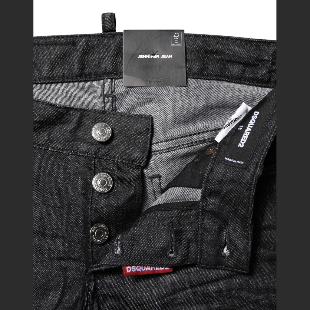 Dsquared² Black Cotton Low Waist Skinny Denim Jeans
