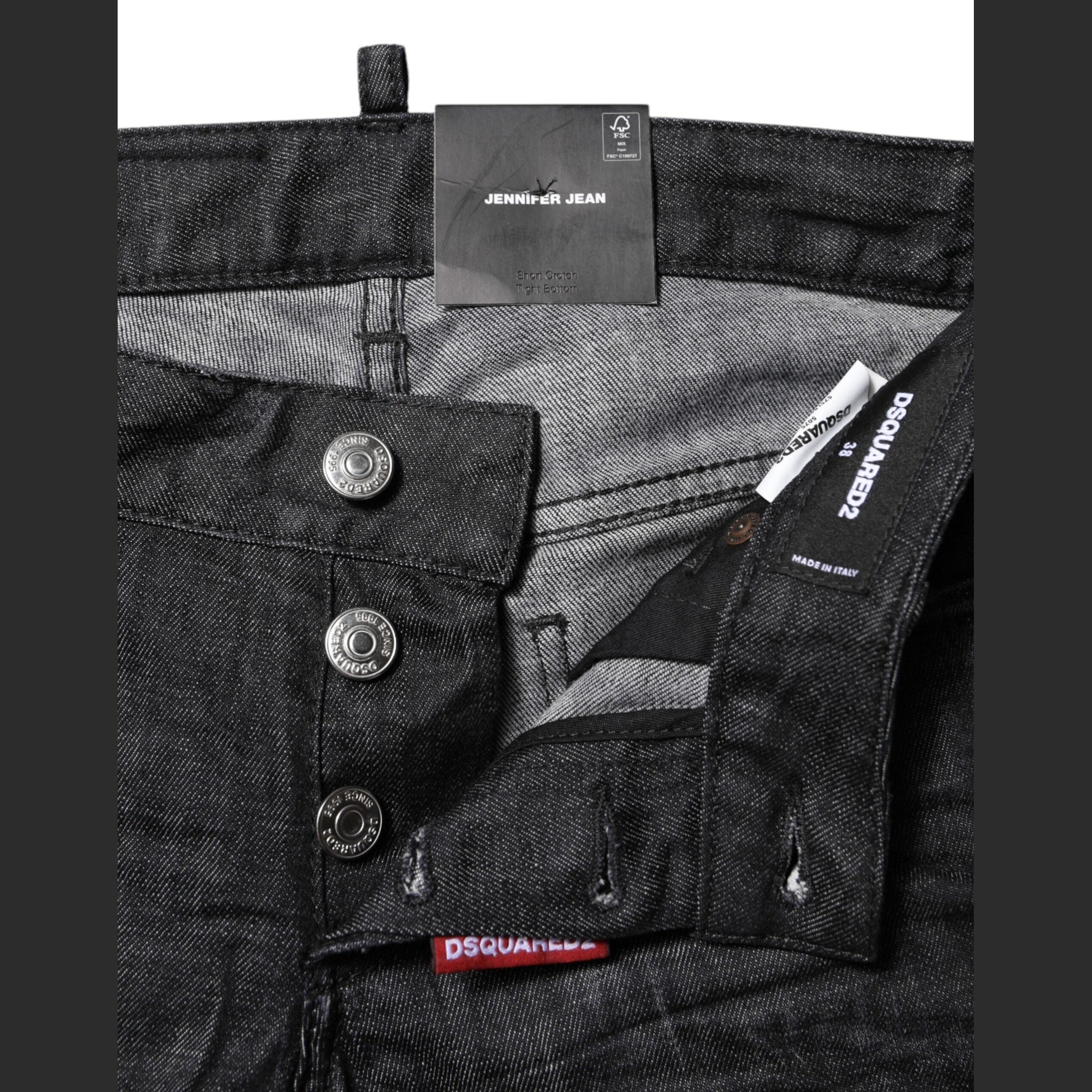 Dsquared² Black Cotton Low Waist Skinny Denim Jeans