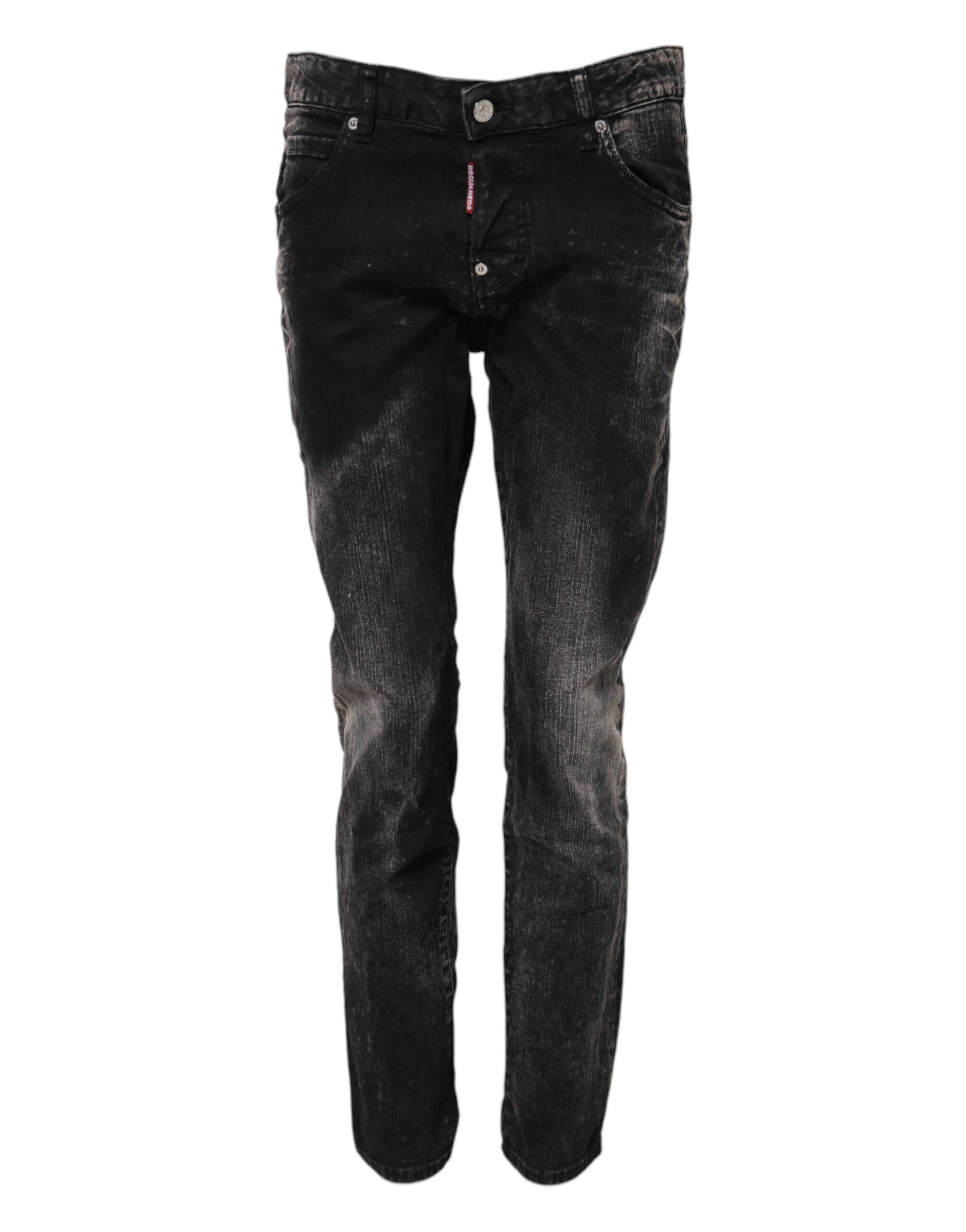 Dsquared² Black Washed Mid Waist Tapered Denim Jeans Dsquared²