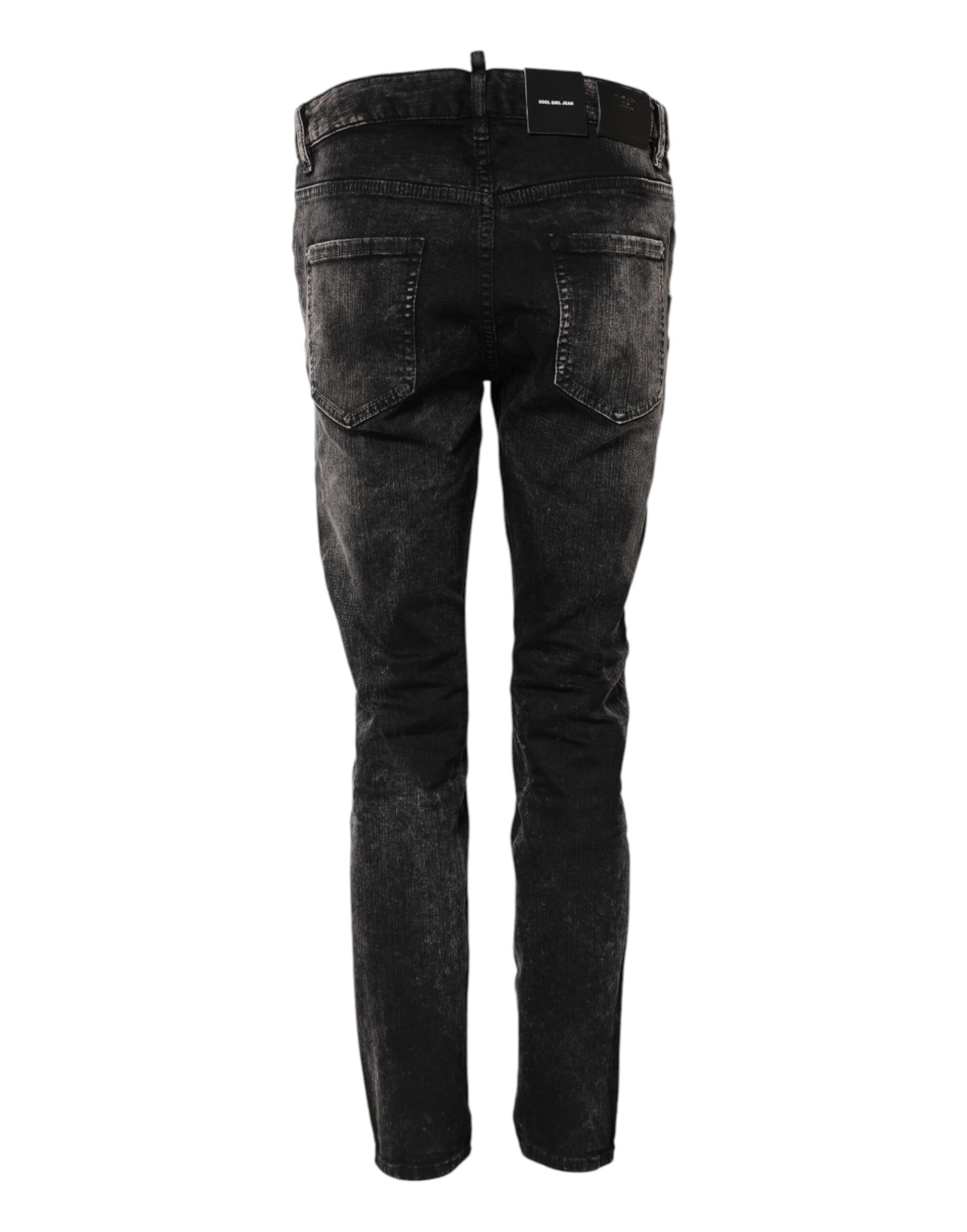 Dsquared² Black Washed Mid Waist Tapered Denim Jeans Dsquared²