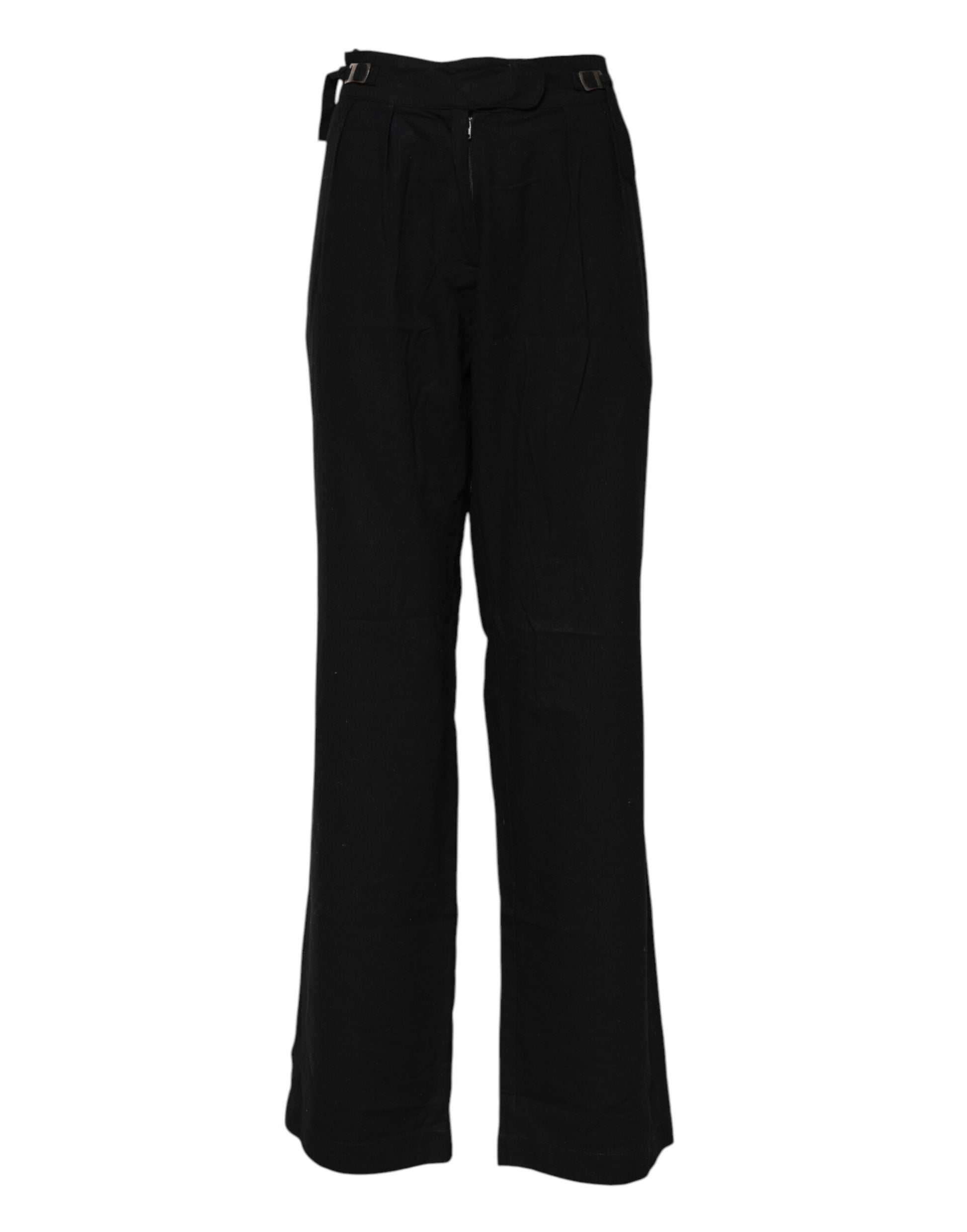 Ermanno Scervino Black Straight Fit High Waist Pants Ermanno Scervino