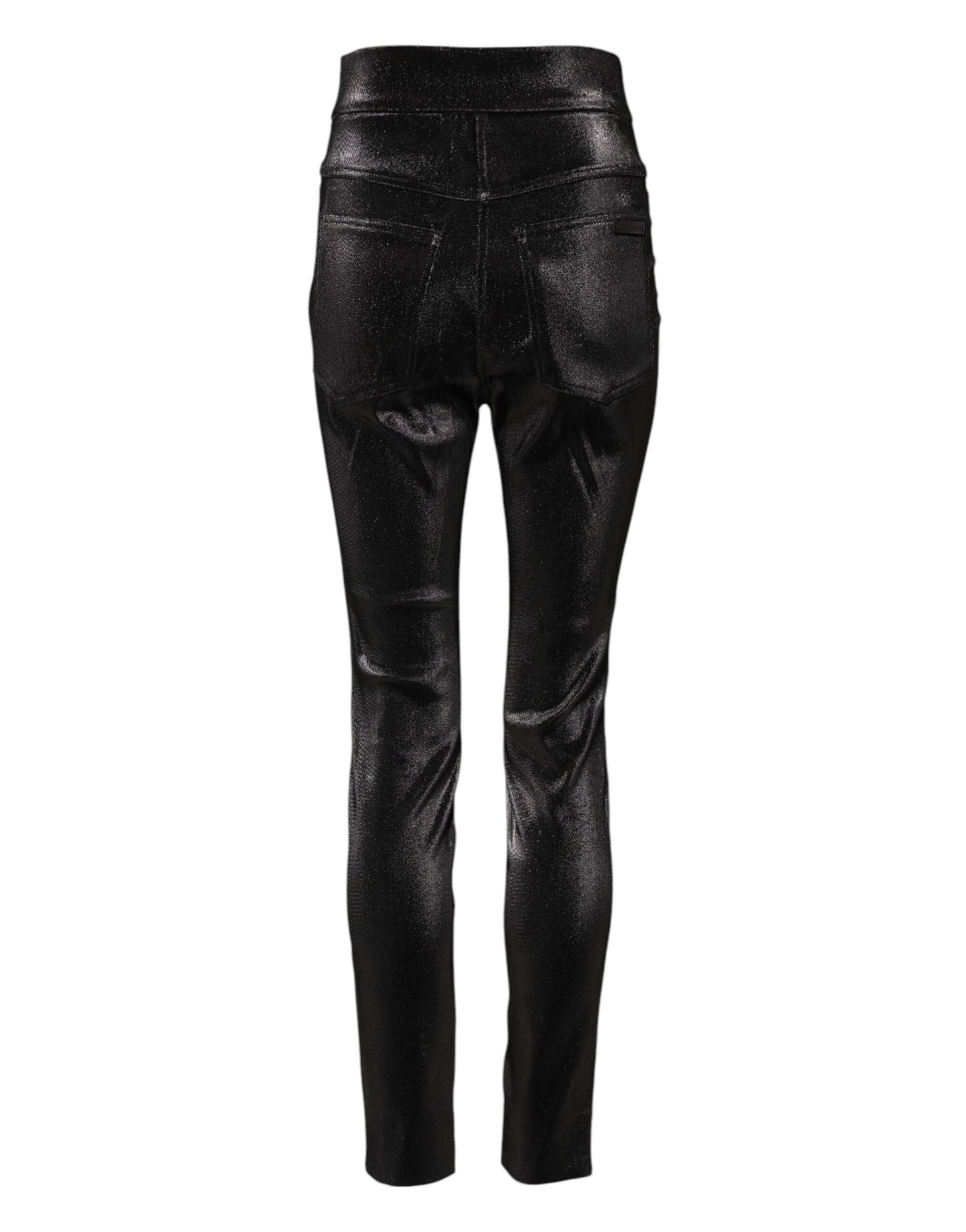 Dolce & Gabbana Black Cotton Stretch Silver Lurex Thread Pants Dolce & Gabbana