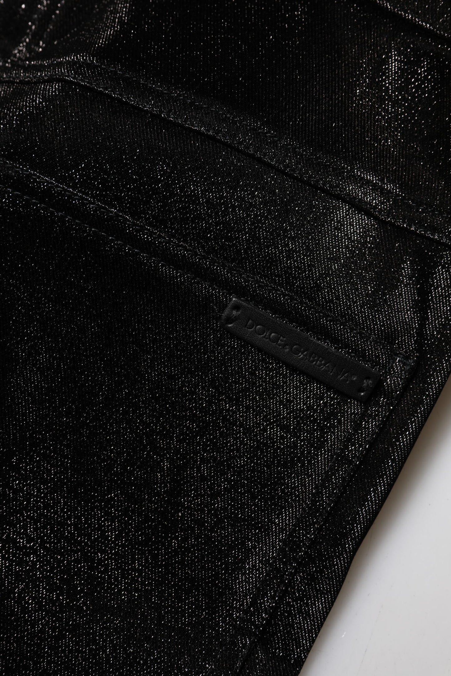 Dolce & Gabbana Black Cotton Stretch Silver Lurex Thread Pants Dolce & Gabbana