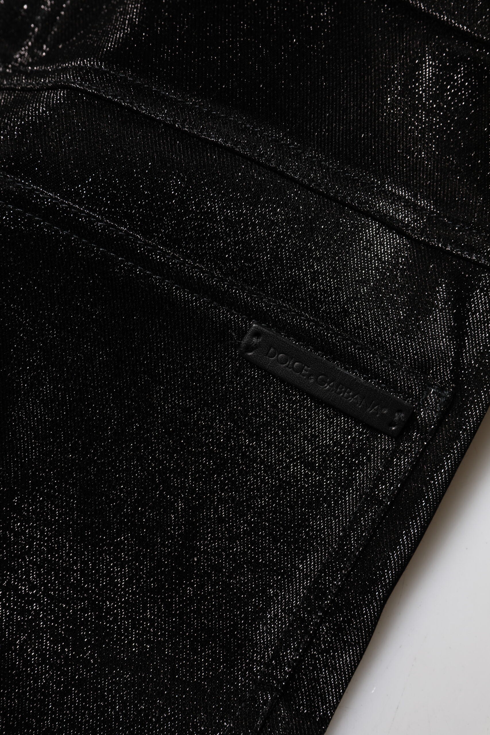 Dolce & Gabbana Black Cotton Stretch Silver Lurex Thread Pants Dolce & Gabbana