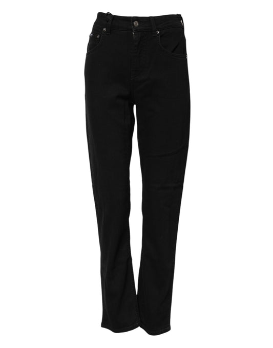 Dolce & Gabbana Black Boyfriend Cotton Mid Waist Denim Jeans Dolce & Gabbana