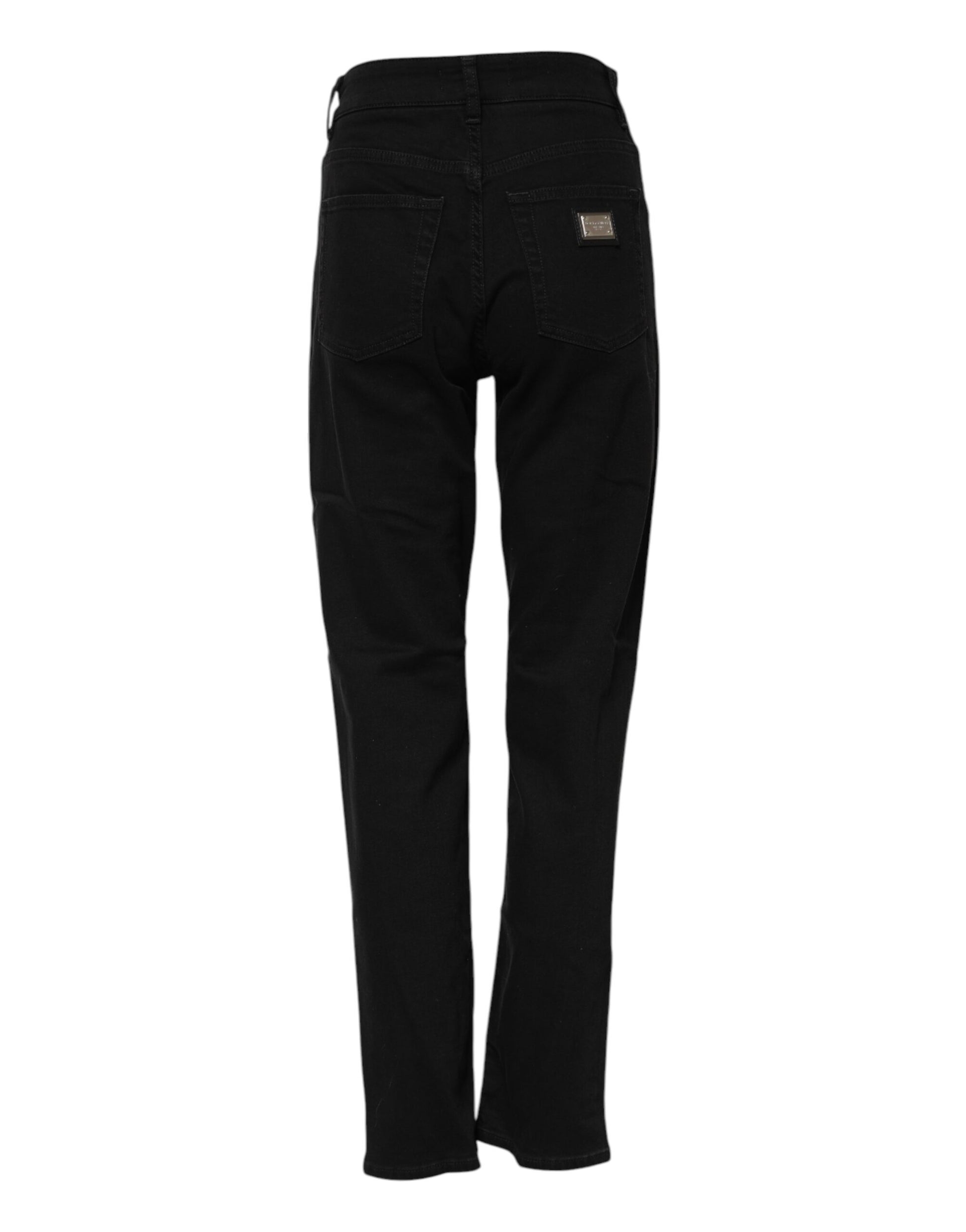 Dolce & Gabbana Black Boyfriend Cotton Mid Waist Denim Jeans Dolce & Gabbana