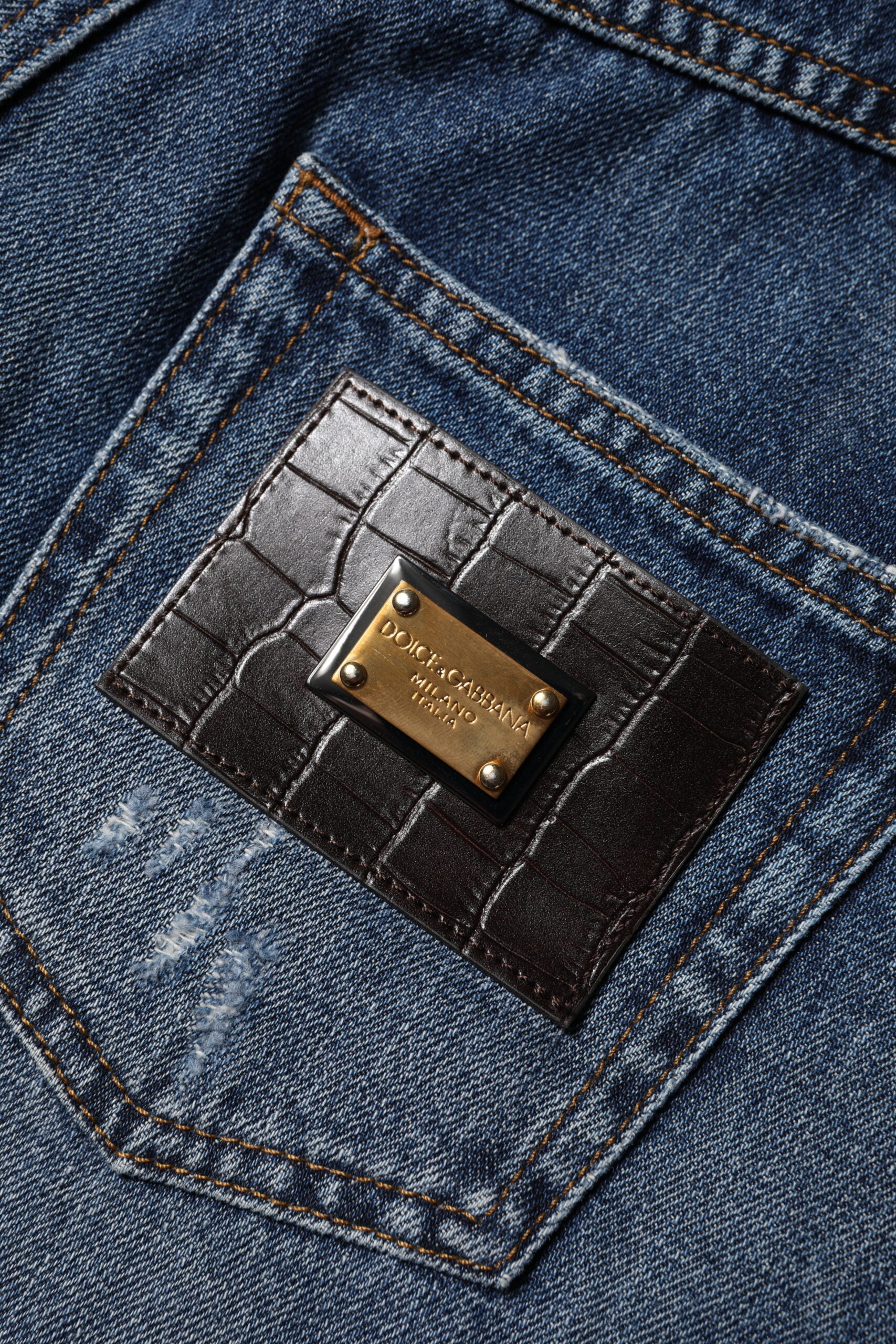 Dolce & Gabbana Blue Cotton Tattered Denim Bermuda Shorts Dolce & Gabbana