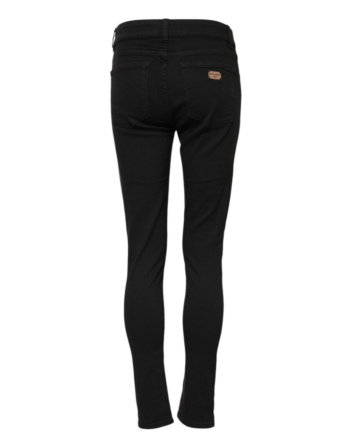 Dolce & Gabbana Black Cotton Skinny Mid Waist Denim Jeans Dolce & Gabbana