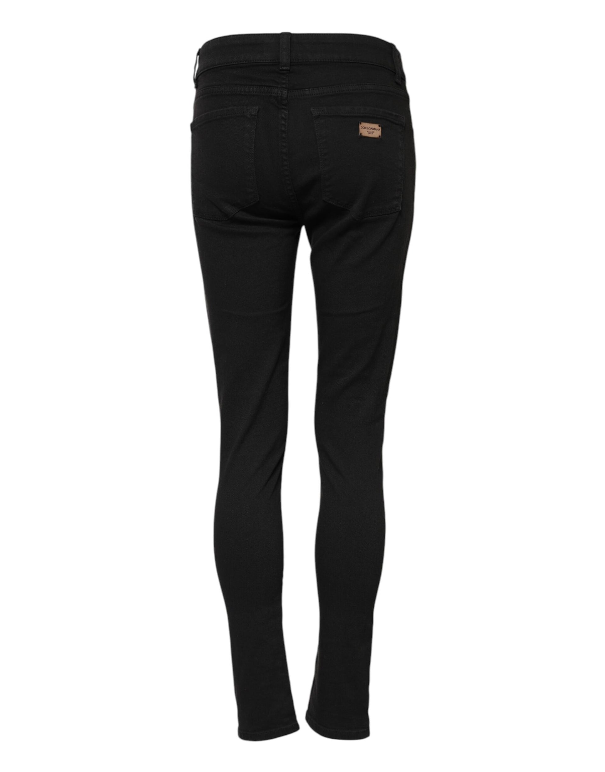 Dolce & Gabbana Black Cotton Skinny Mid Waist Denim Jeans Dolce & Gabbana