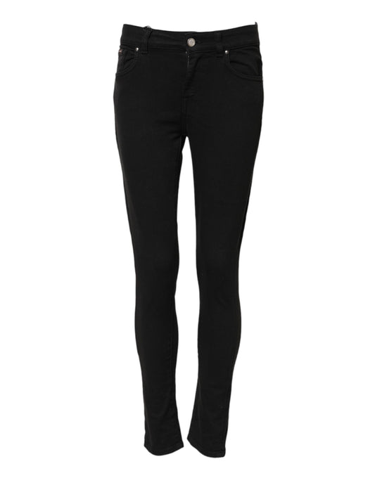 Dolce & Gabbana Black Cotton Skinny Mid Waist Denim Jeans Dolce & Gabbana