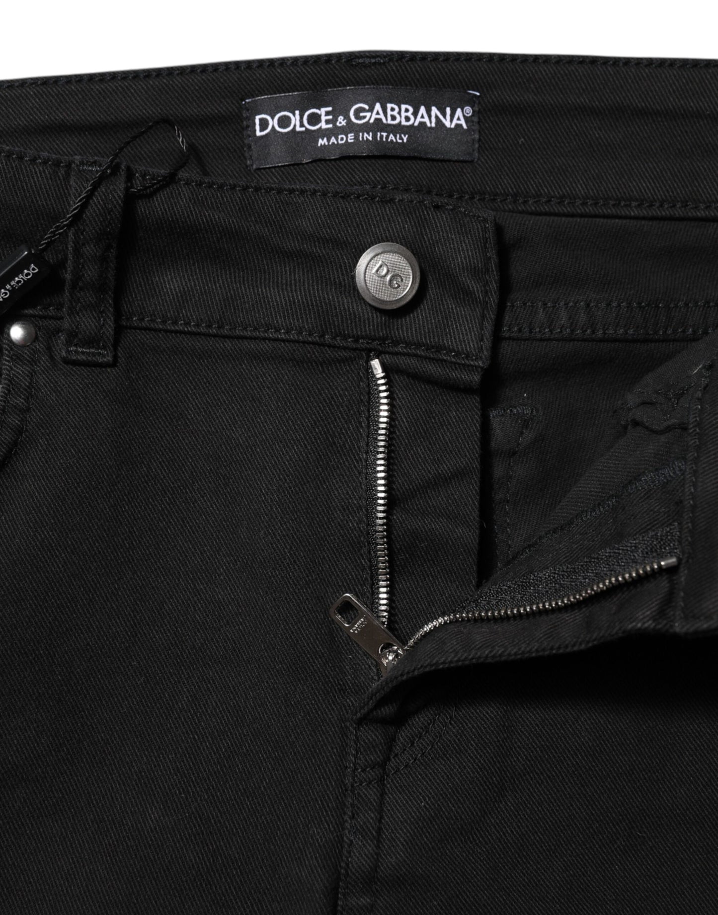 Dolce & Gabbana Black Cotton Skinny Mid Waist Denim Jeans Dolce & Gabbana