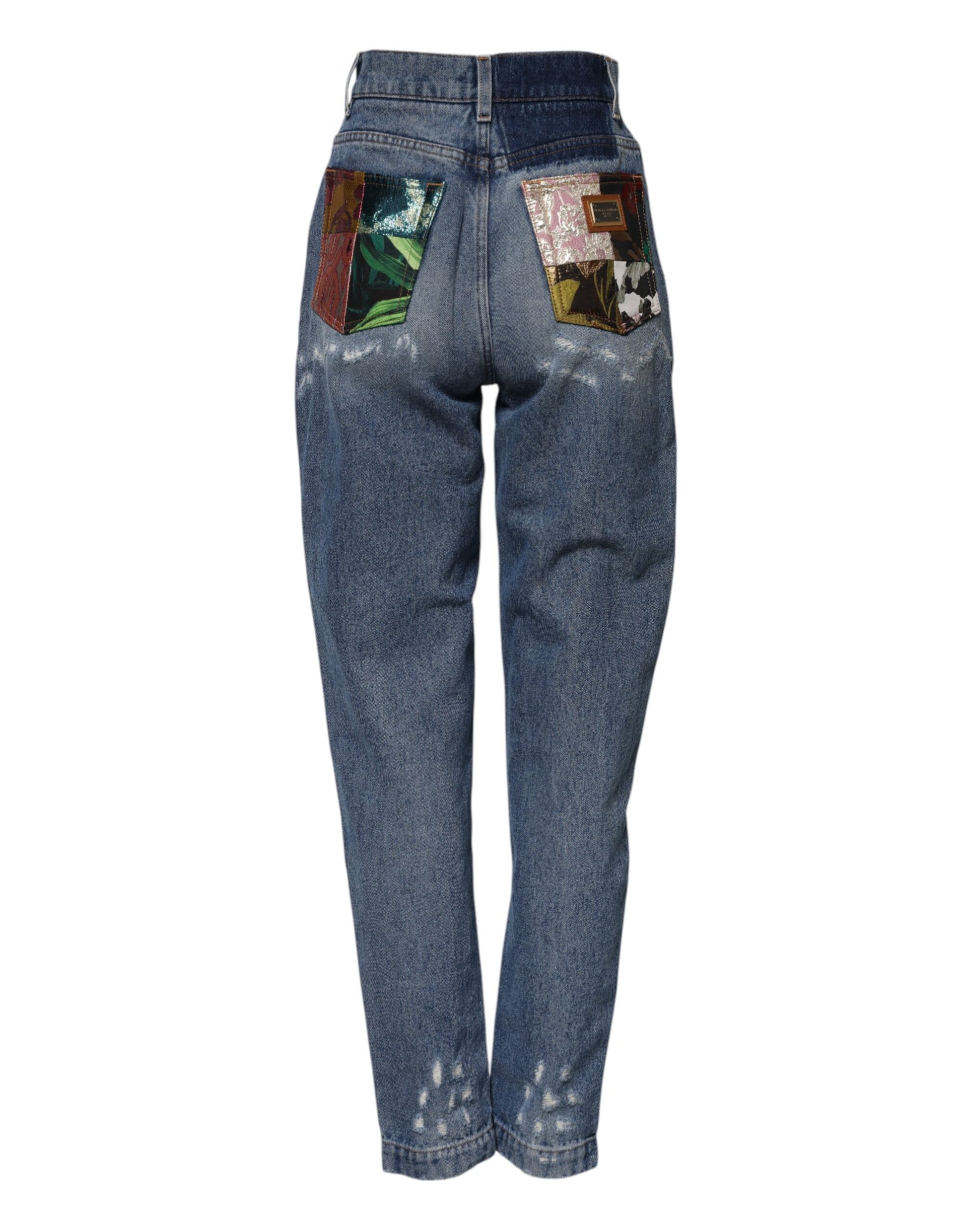 Dolce & Gabbana Blue Tattered High Waist Women Denim Jeans Dolce & Gabbana