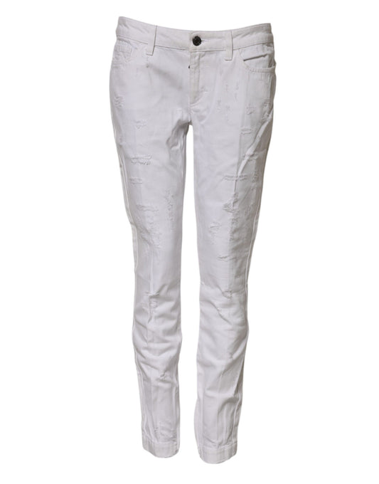 Dolce & Gabbana White Cotton Mid Waisted Women Denim Jeans Dolce & Gabbana