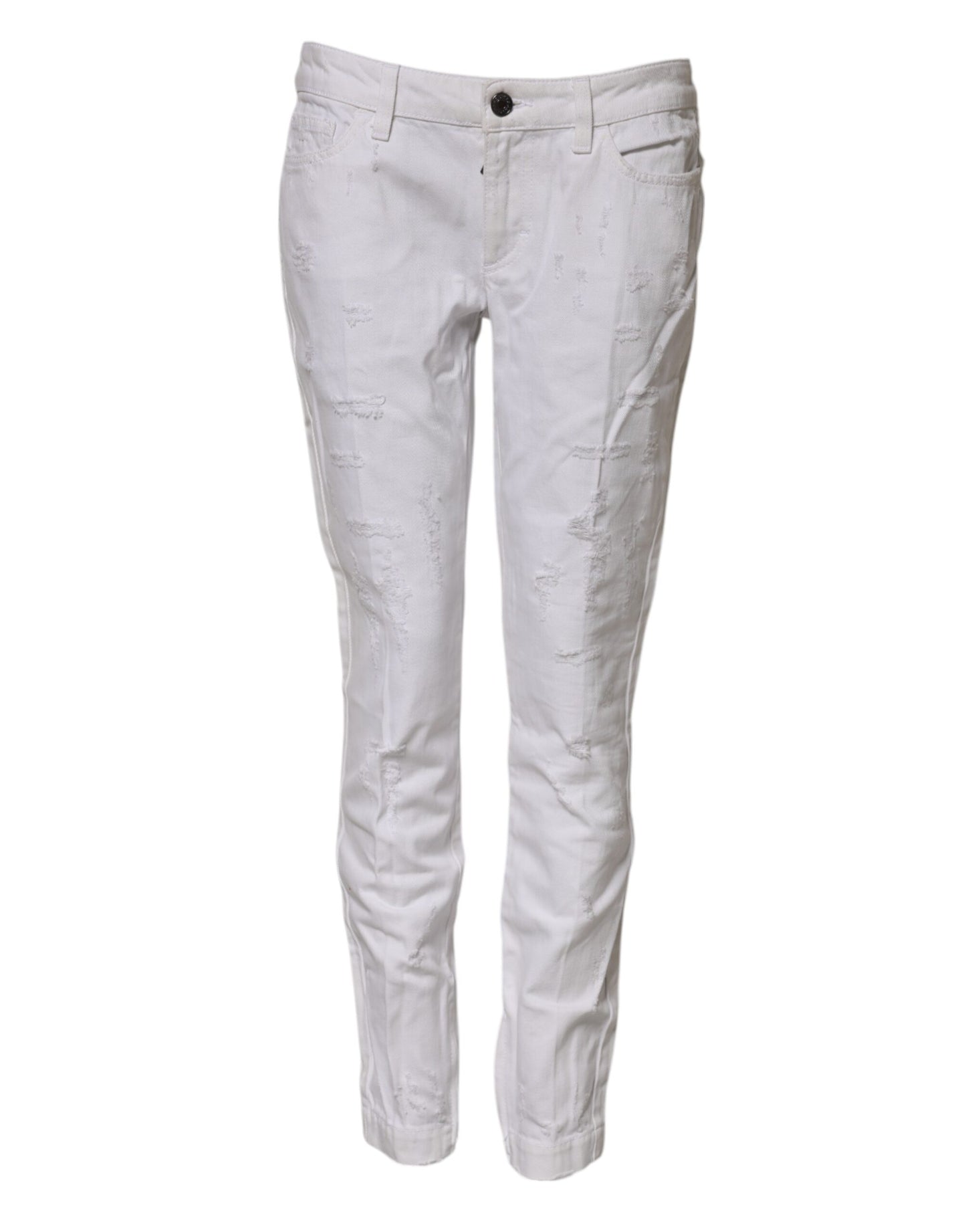 Dolce & Gabbana White Cotton Mid Waisted Women Denim Jeans Dolce & Gabbana