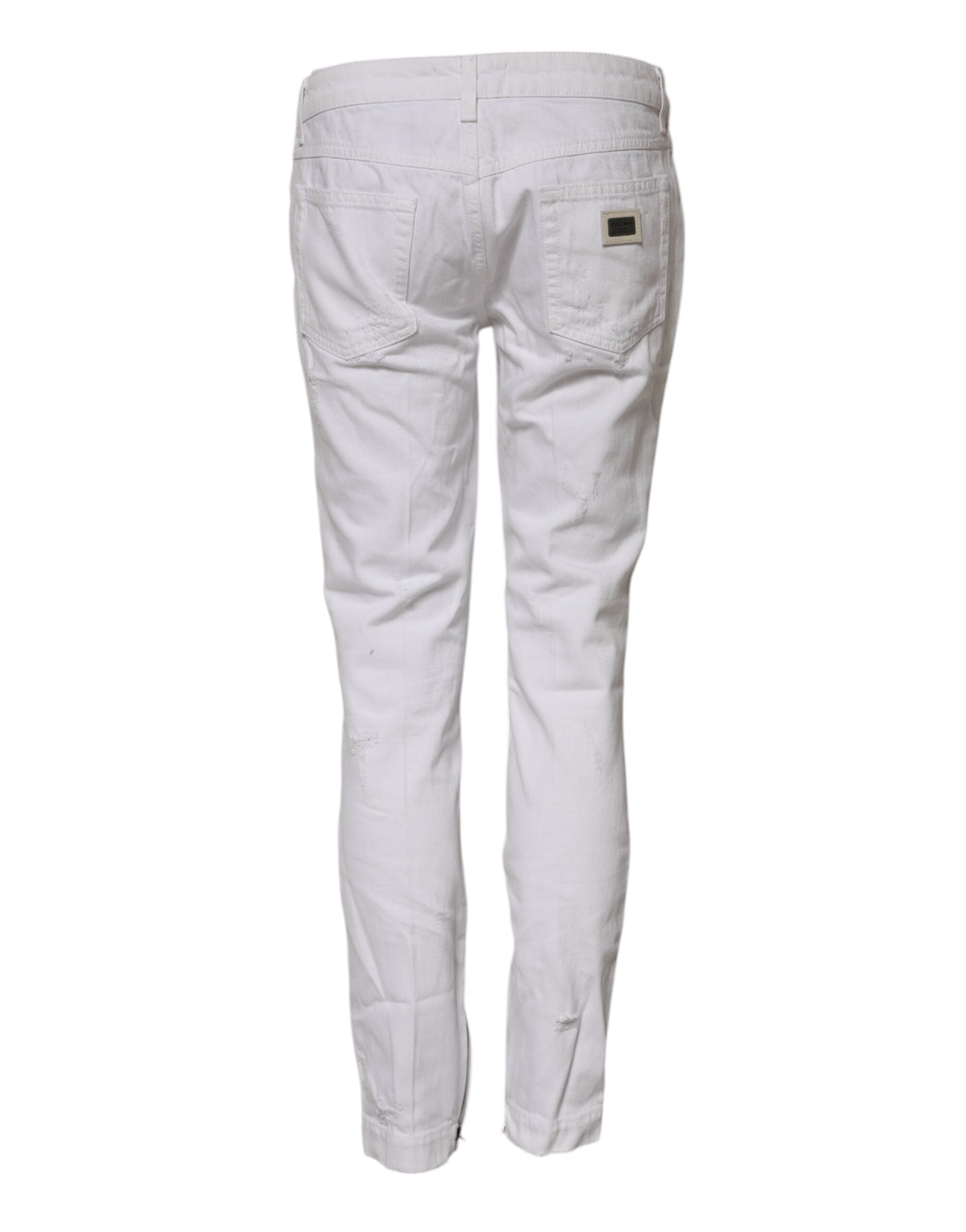 Dolce & Gabbana White Cotton Mid Waisted Women Denim Jeans