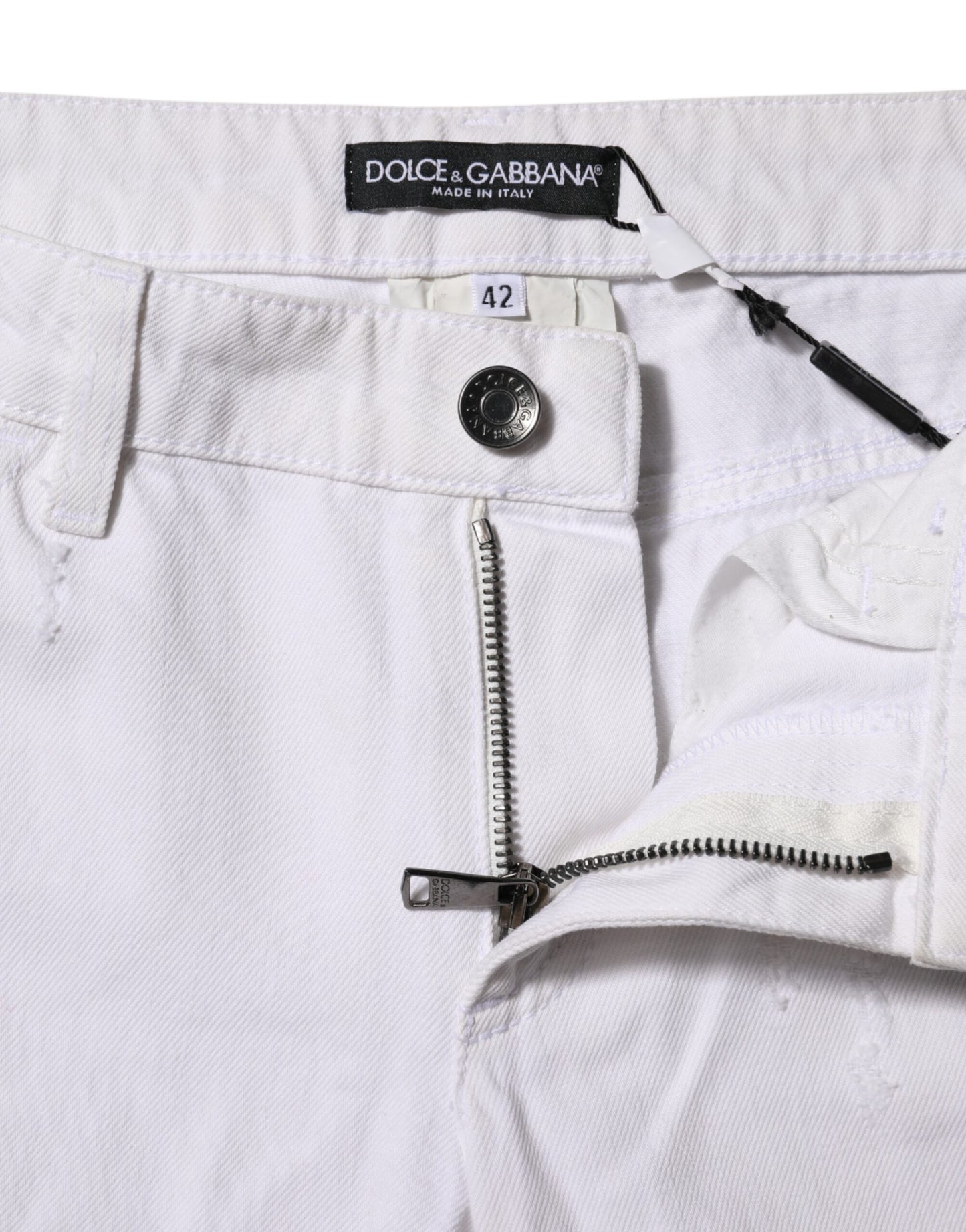 Dolce & Gabbana White Cotton Mid Waisted Women Denim Jeans Dolce & Gabbana