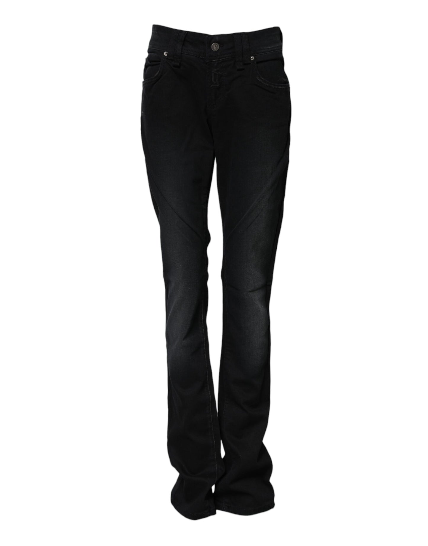 John Galliano Black Cotton Mid Waist Tapered Denim Jeans John Galliano