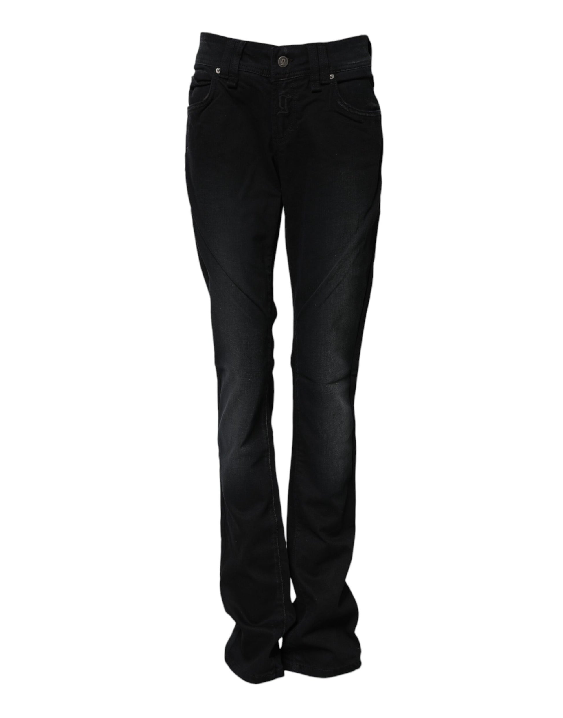 John Galliano Black Cotton Mid Waist Tapered Denim Jeans John Galliano