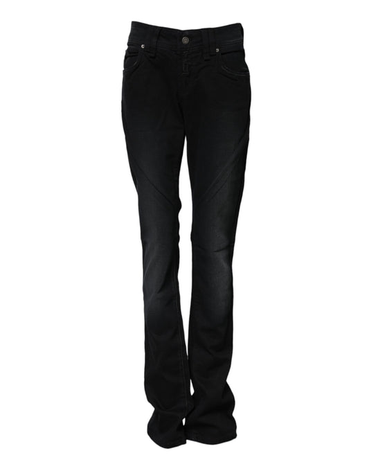 John Galliano Black Cotton Mid Waist Tapered Denim Jeans John Galliano