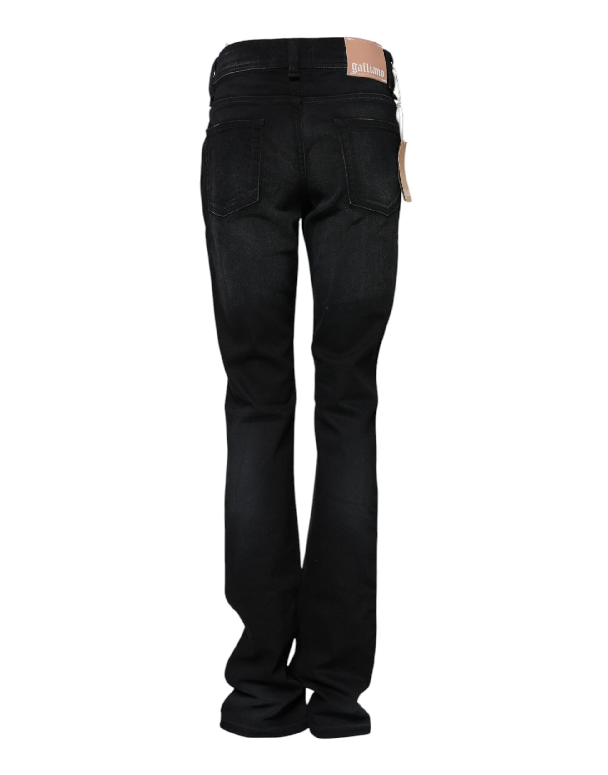 John Galliano Black Cotton Mid Waist Tapered Denim Jeans John Galliano