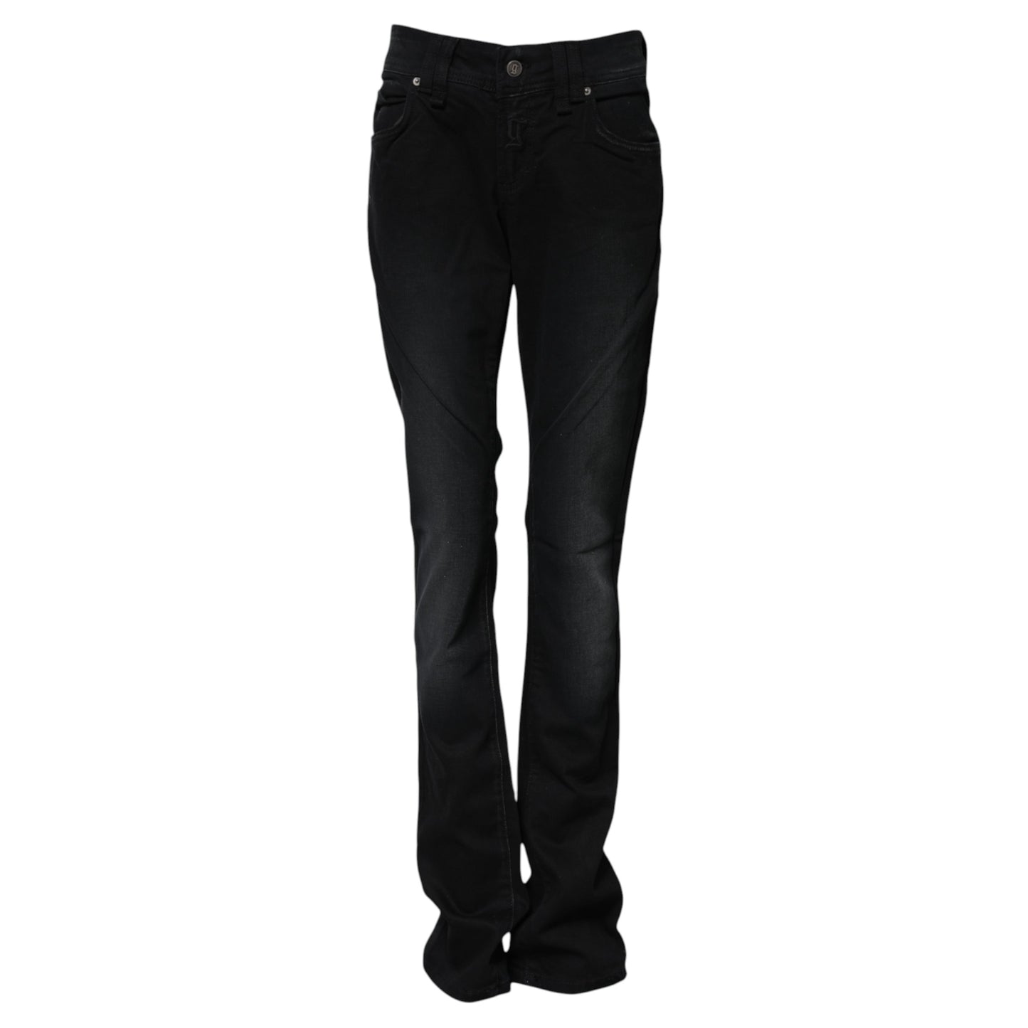 John Galliano Black Cotton Mid Waist Tapered Denim Jeans John Galliano