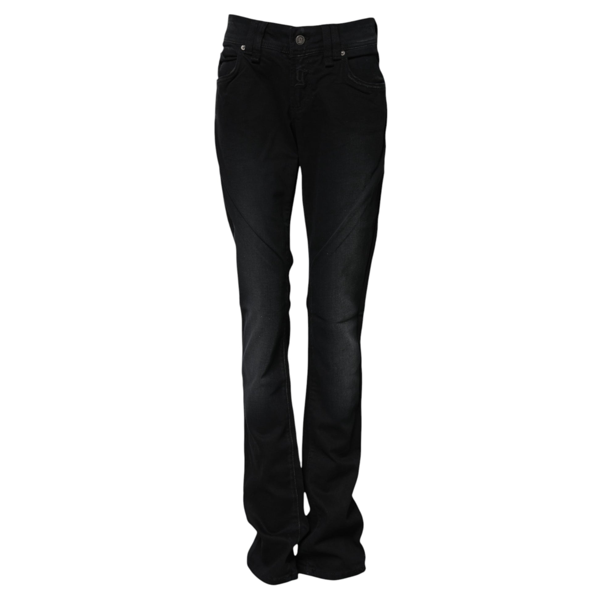 John Galliano Black Cotton Mid Waist Tapered Denim Jeans John Galliano