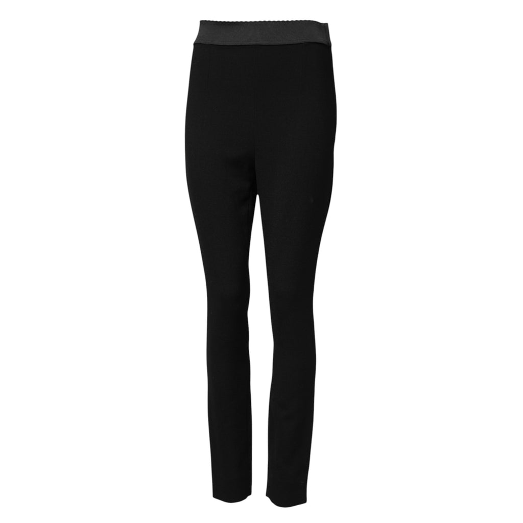 Dolce & Gabbana Black Wool Leggings Stretch Pants - Eljoys Fashion 