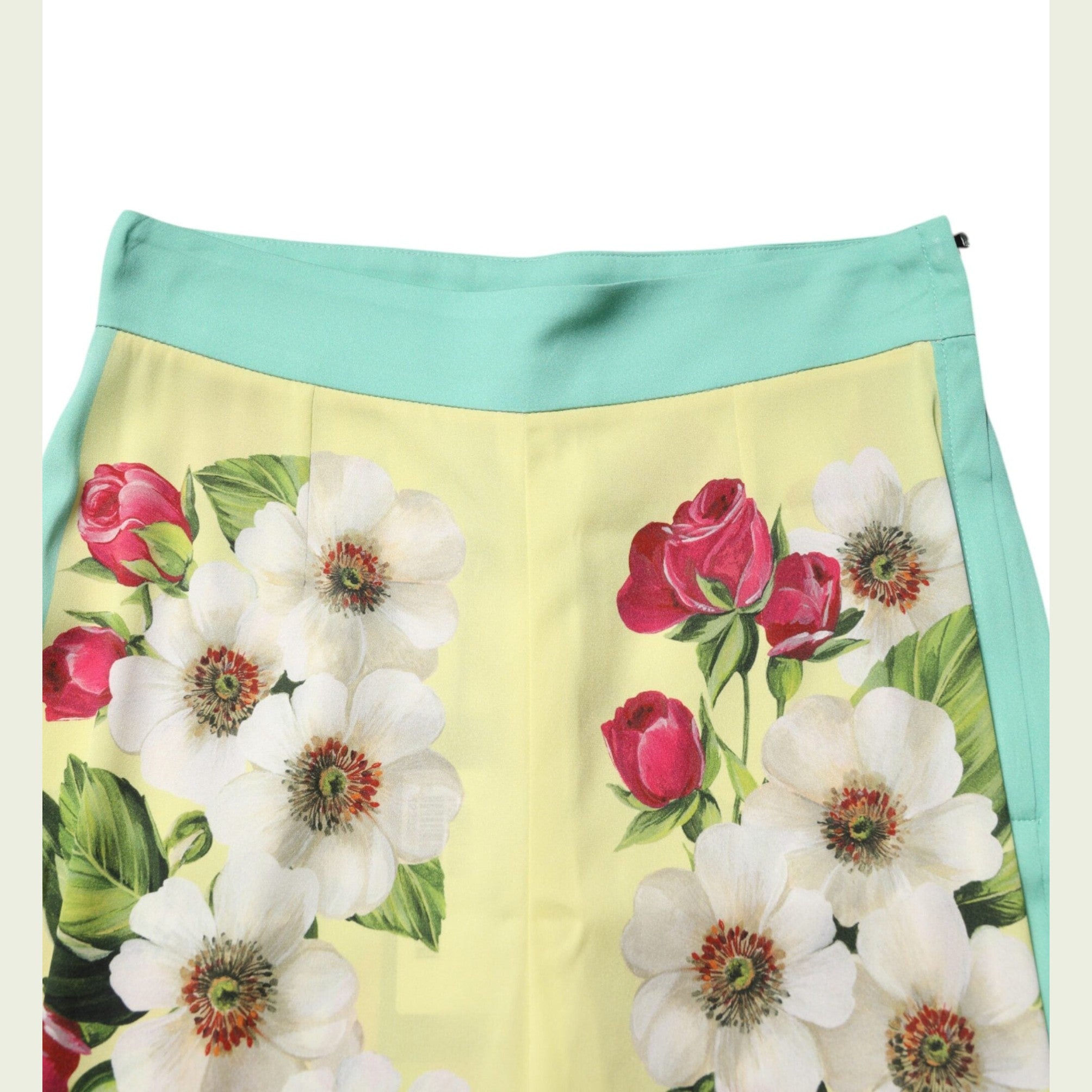Dolce & Gabbana Yellow Silk Floral Leggings Pants